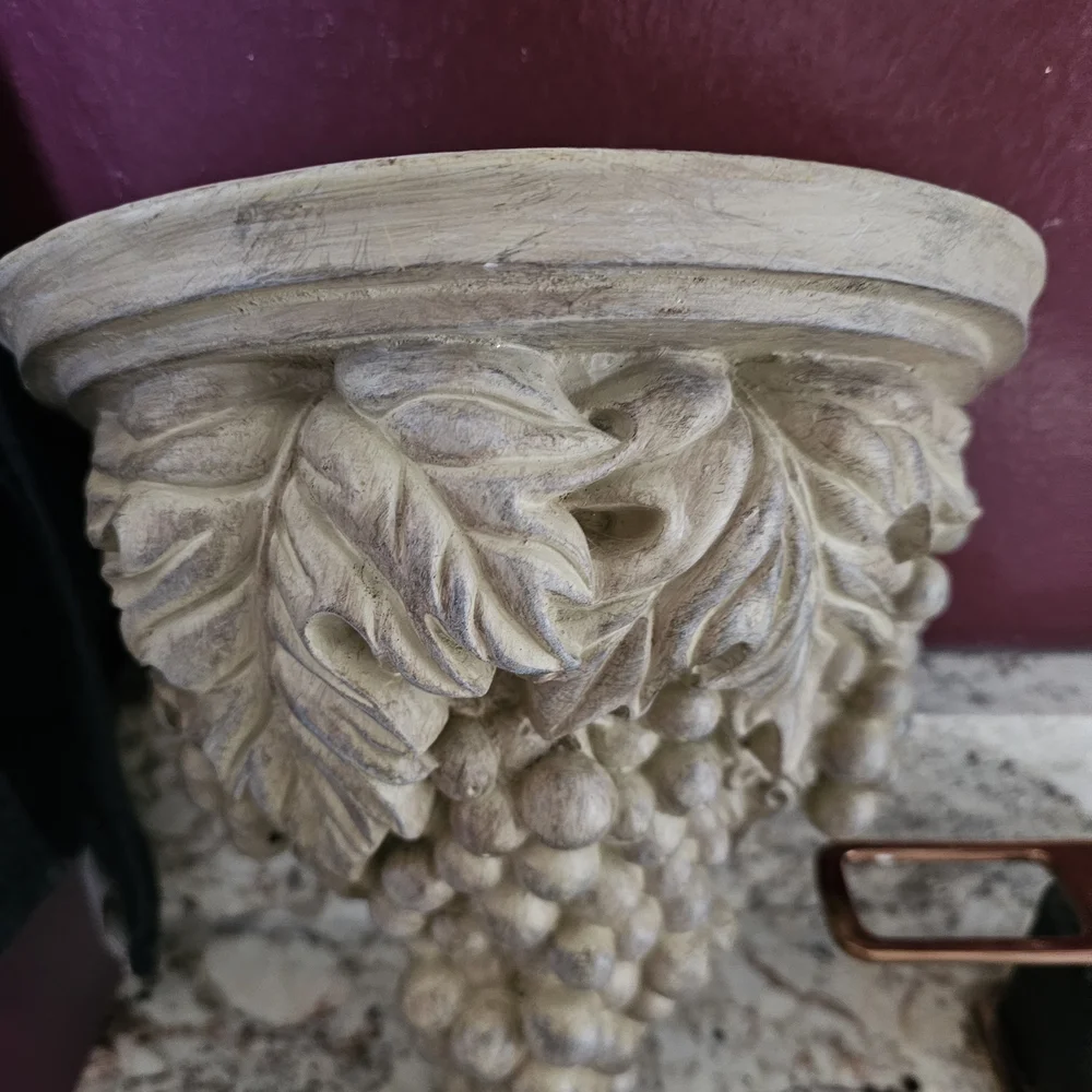 Decorative Carved Grape Wall Sconce - Distressed Beige